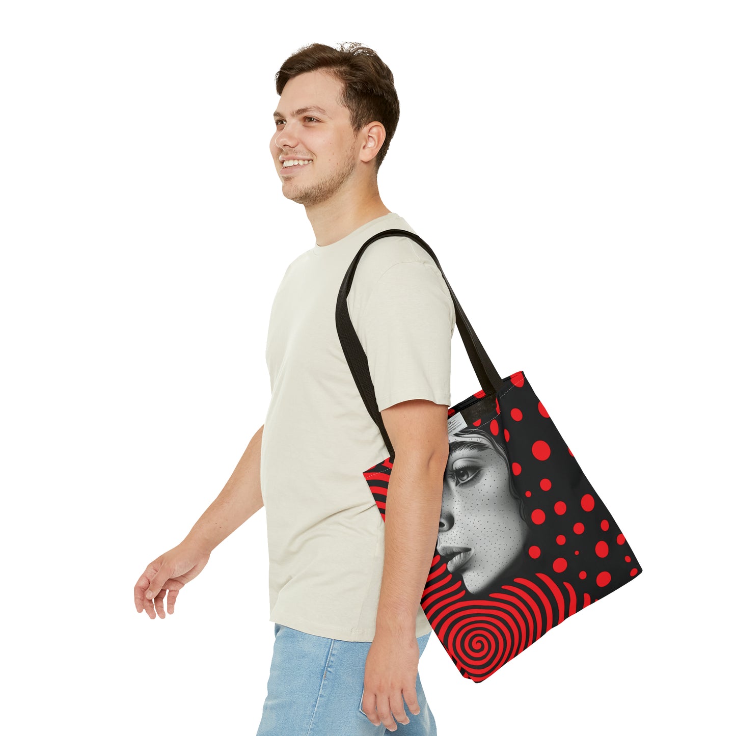 Red swirl Tote Bag in 3 sizes
