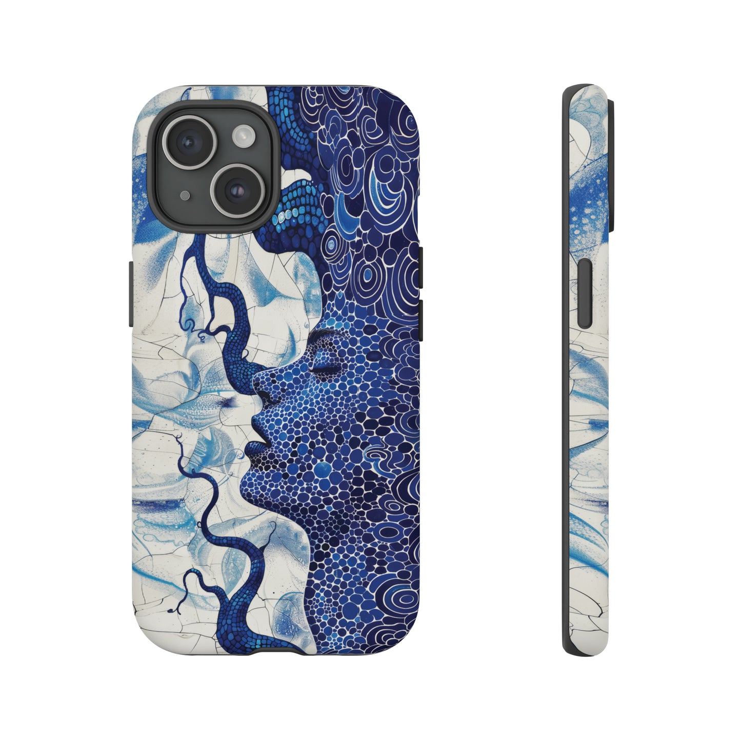 Phone Case, blue woman Artistic design, Tough Case, Colorful whimsical fantasy design, iPhone 15, 14, 13, 12, 11, Samsung, Pixel