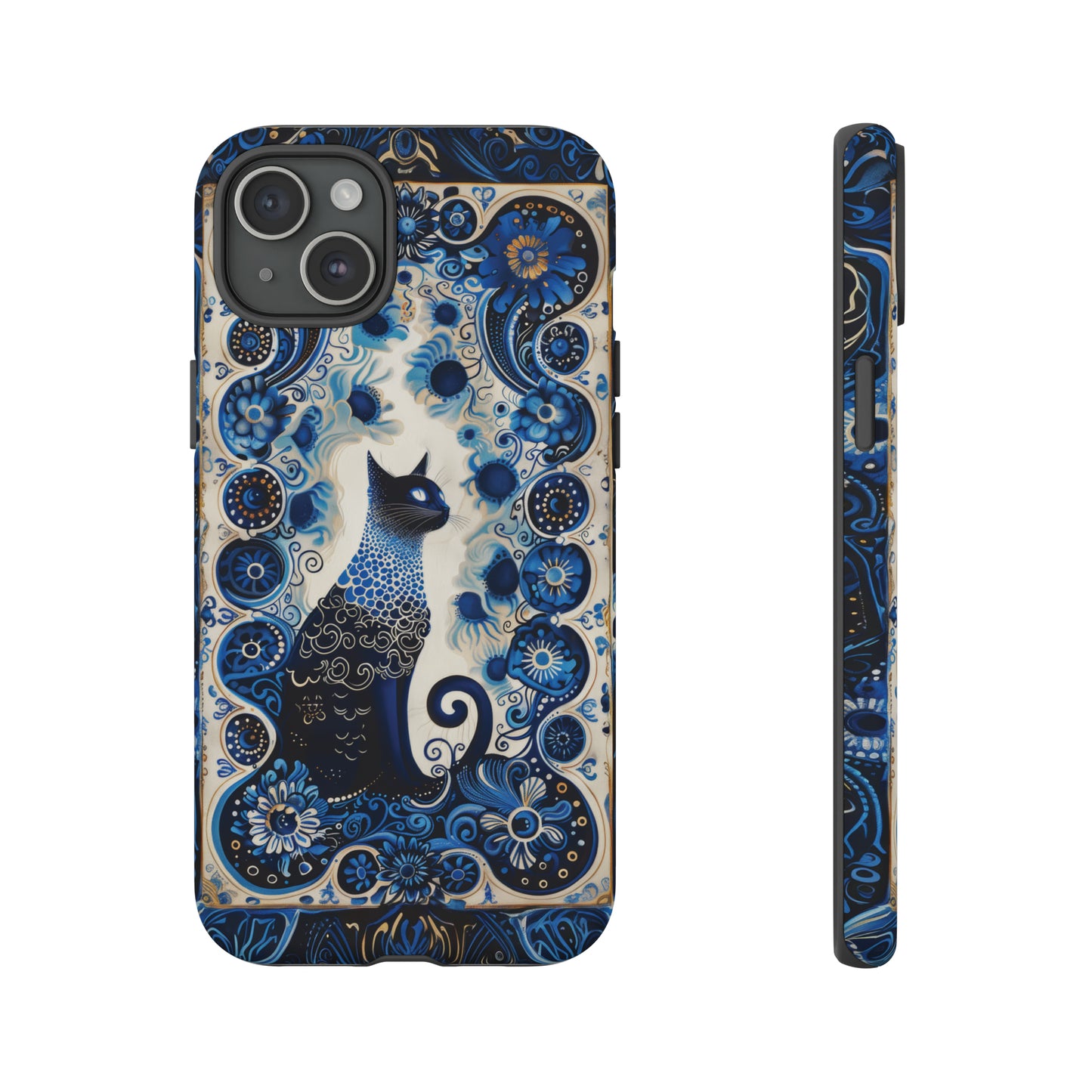 Black cat in frame Tough Cases