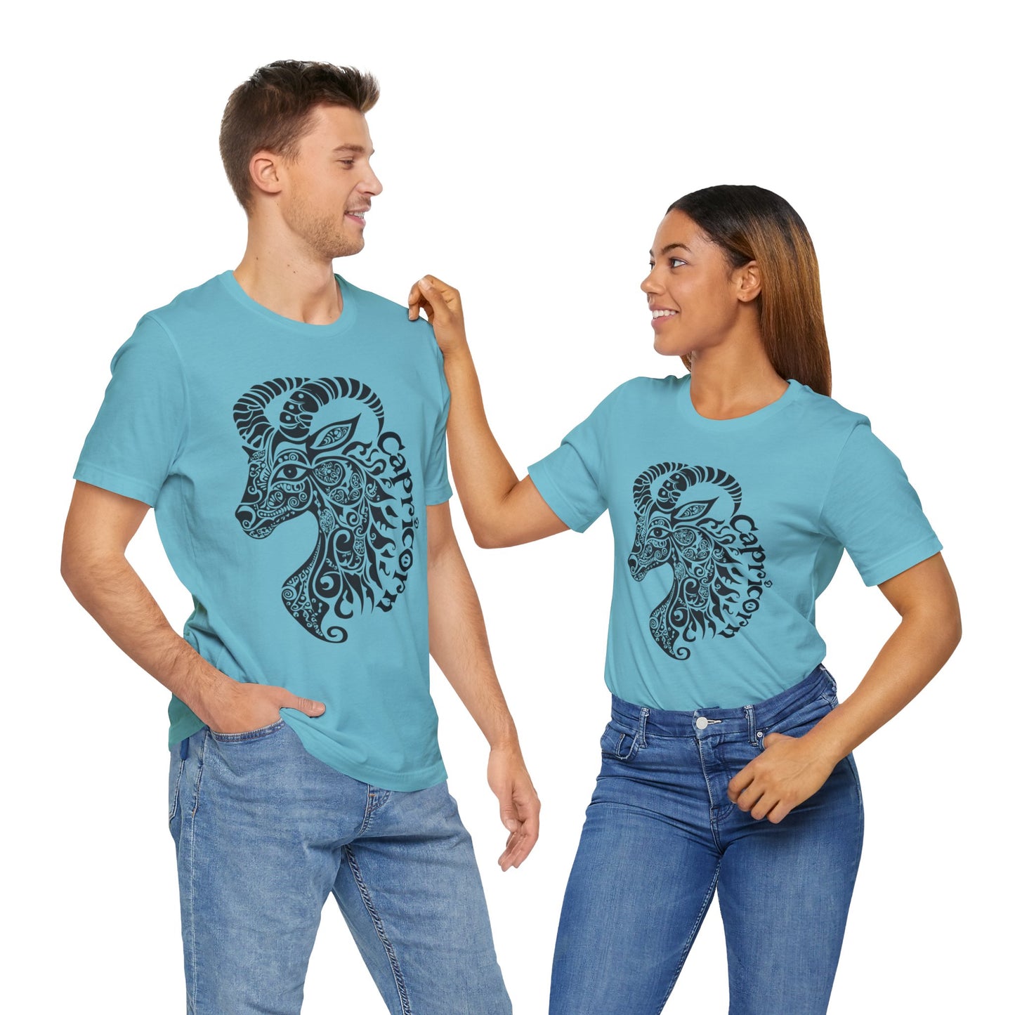 Capricorn with black graphic Unisex Jersey Short Sleeve Tee