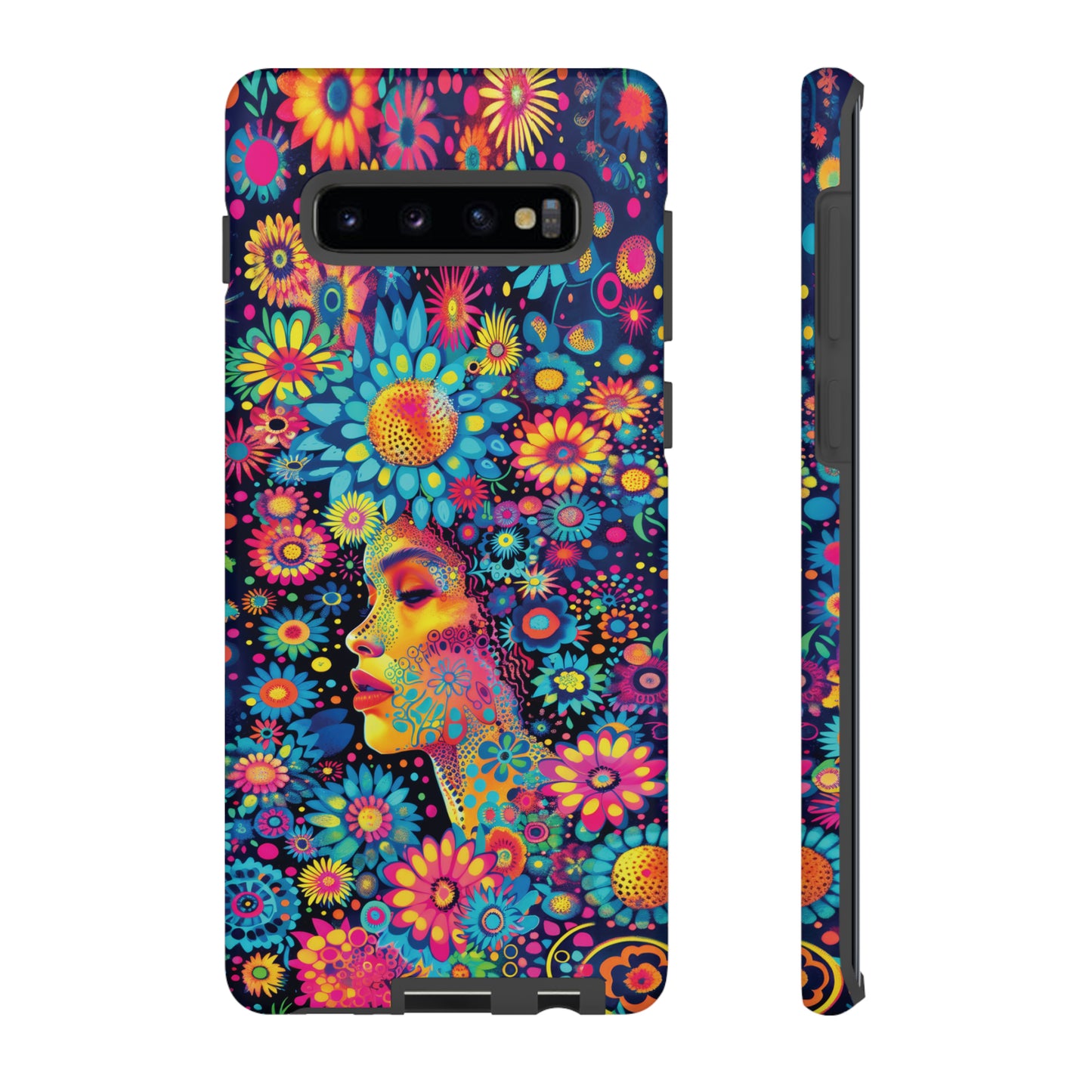 Phone Case, whimsical flower girl, Artistic design, Tough Case, Colorful flower fantasy design, iPhone 15, 14, 13, 12, 11, Samsung, Pixel