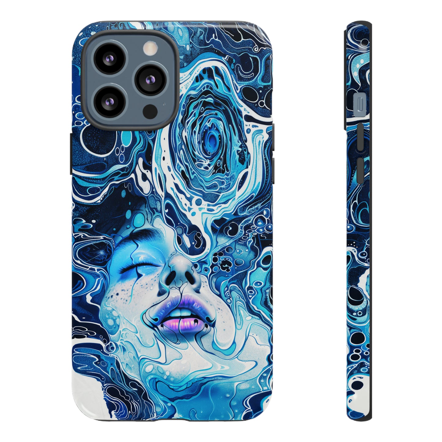Phone Case, whimsical water fantasy design, blue woman in water, Artistic design, Tough Case, , iPhone 15, 14, 13, 12, 11, Samsung, Pixel