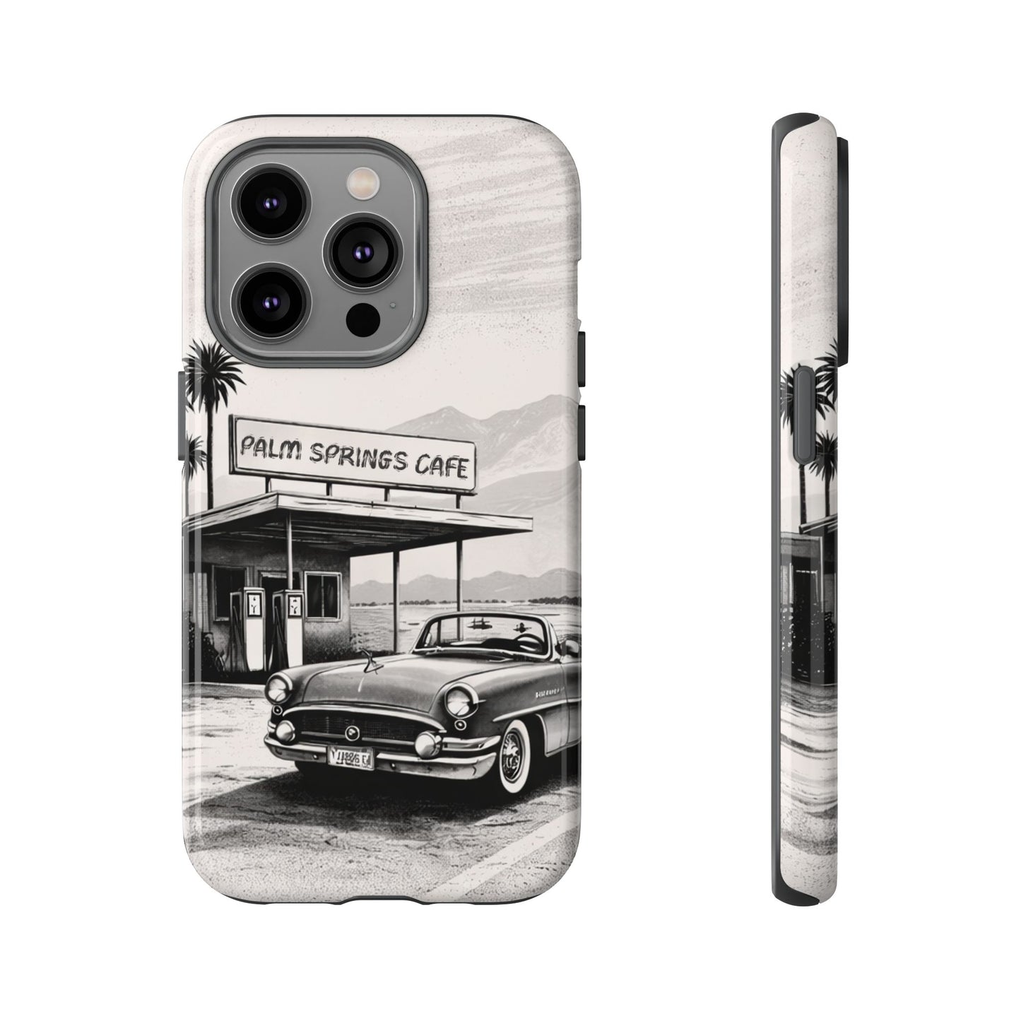 Vintage Palm Springs Cafe Phone Case – Retro Convertible Roadtrip Design