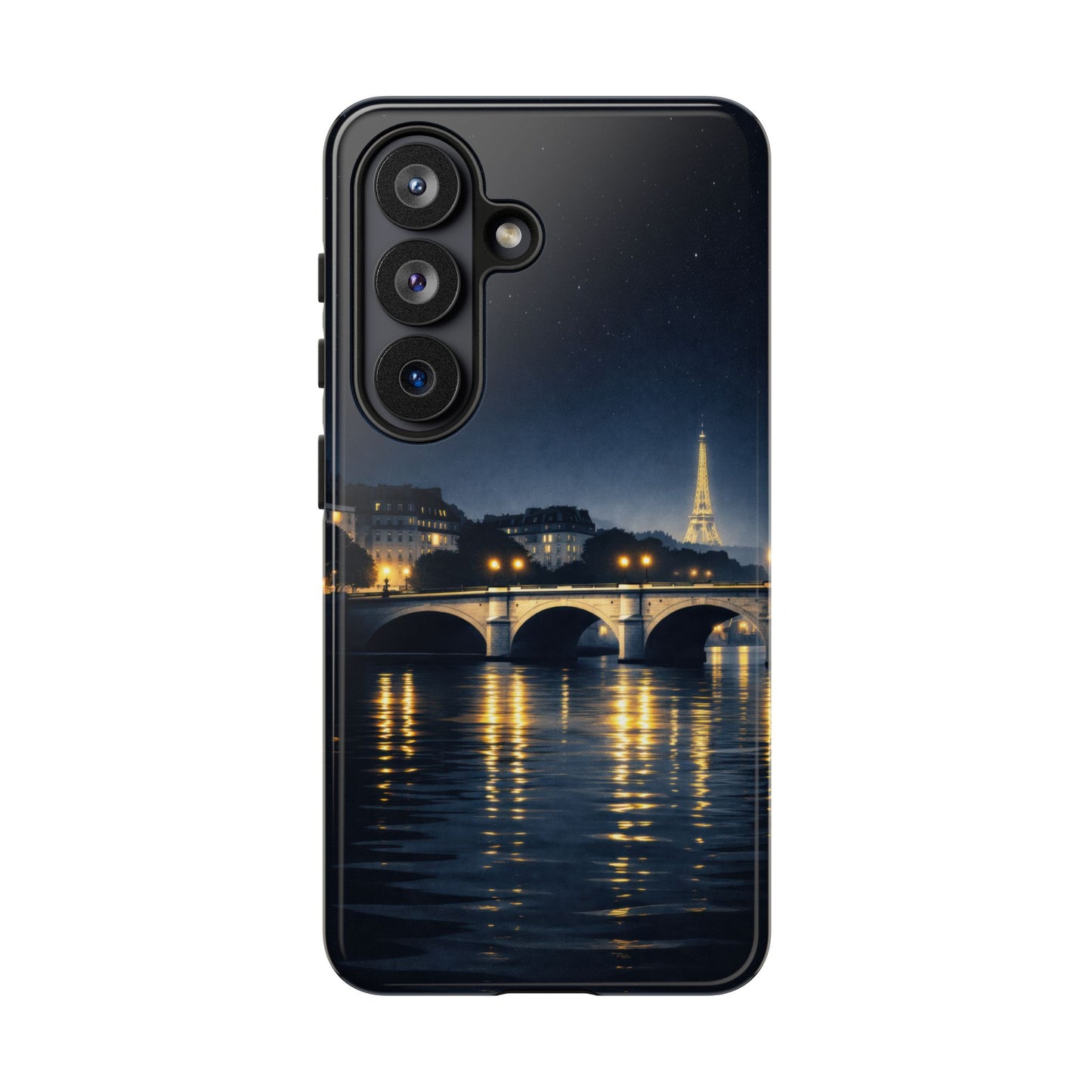 Paris Night Skyline Tough Phone Case — Eiffel Tower Reflections