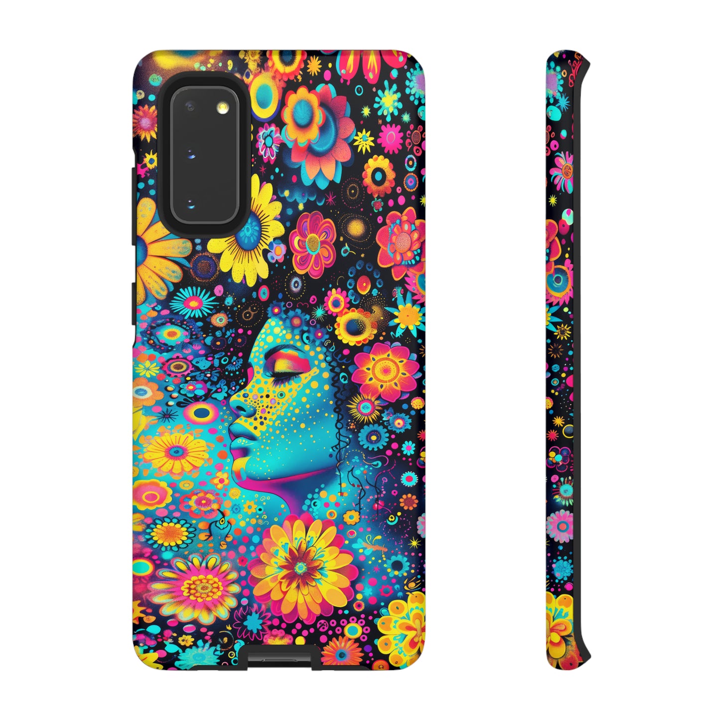 Phone Case, flower girl in aqua, Artistic design, Tough Case, Colorful whimsical flower fantasy design, iPhone 15, 14, 13, 12, 11, Samsung, Pixel