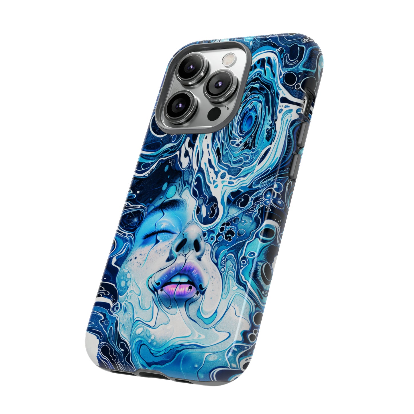 Phone Case, whimsical water fantasy design, blue woman in water, Artistic design, Tough Case, , iPhone 15, 14, 13, 12, 11, Samsung, Pixel