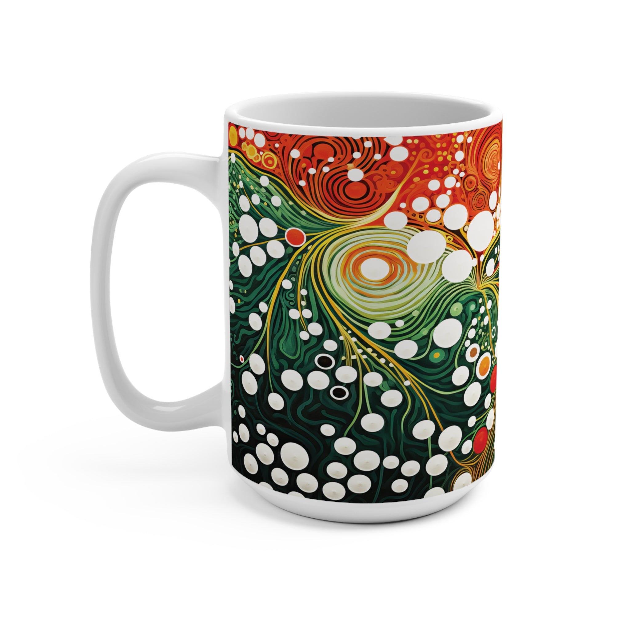 Abstract in Red & Green Mug 15oz