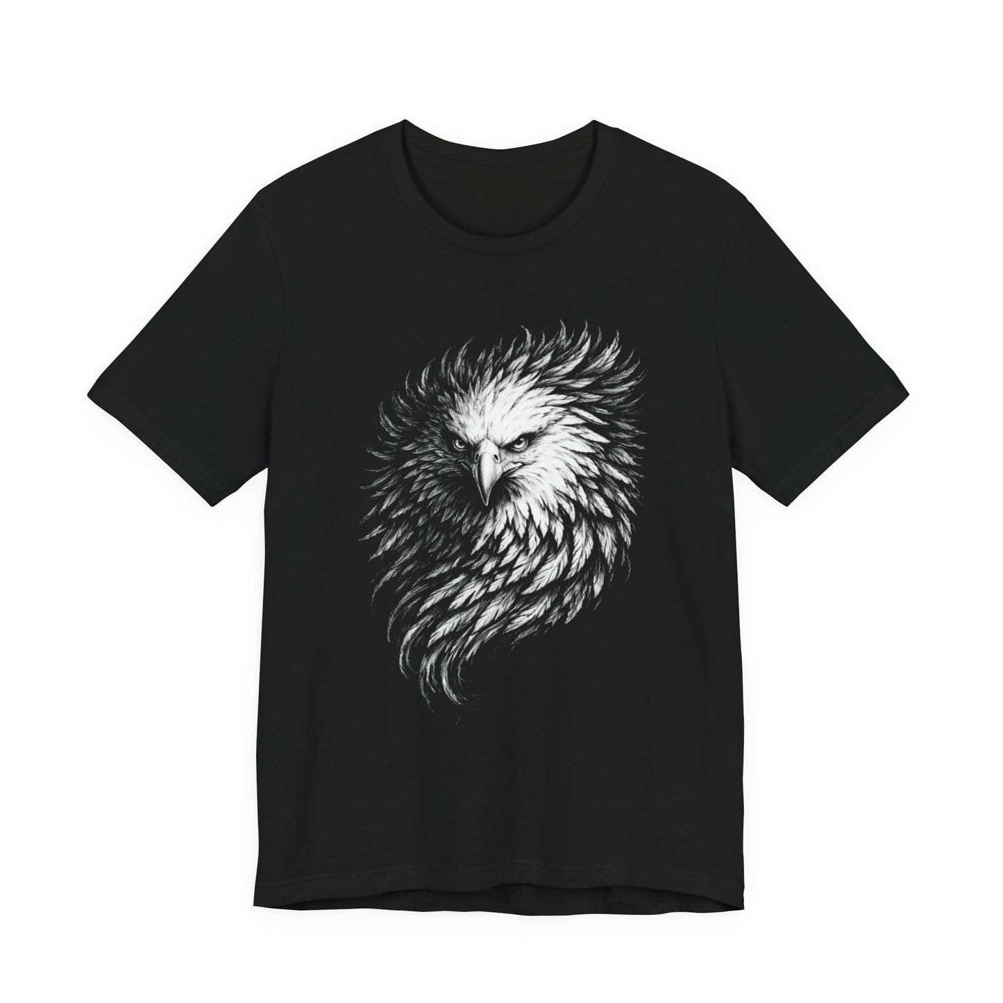 Eagle Head Feather Art T-Shirt in a chalk style, Majestic Eagle Illustration Tee
