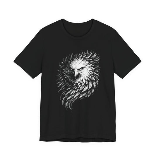 Eagle Head Feather Art T-Shirt in a chalk style, Majestic Eagle Illustration Tee