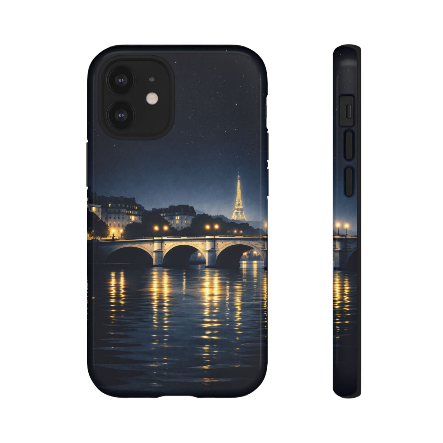 Paris Night Skyline Tough Phone Case — Eiffel Tower Reflections