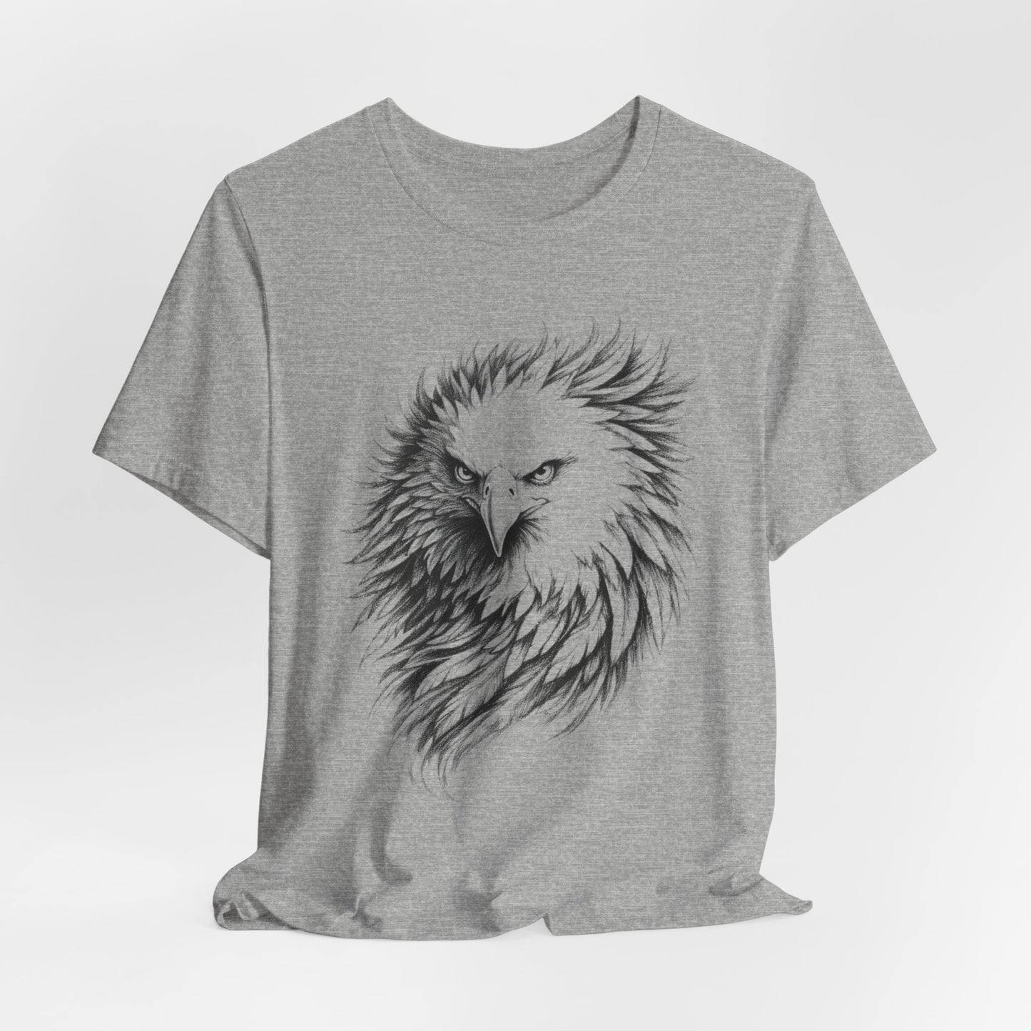 Eagle Head Sketch Tee — Detailed Black & White Bald Eagle Illustration in charcoal T-Shirt
