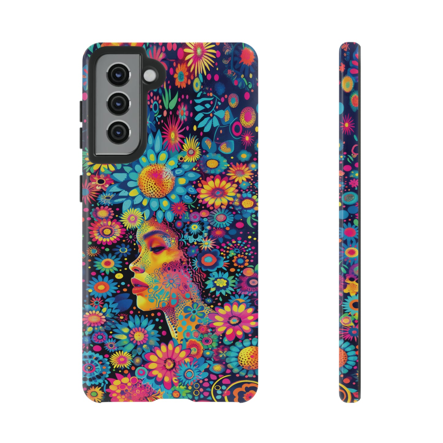 Phone Case, whimsical flower girl, Artistic design, Tough Case, Colorful flower fantasy design, iPhone 15, 14, 13, 12, 11, Samsung, Pixel