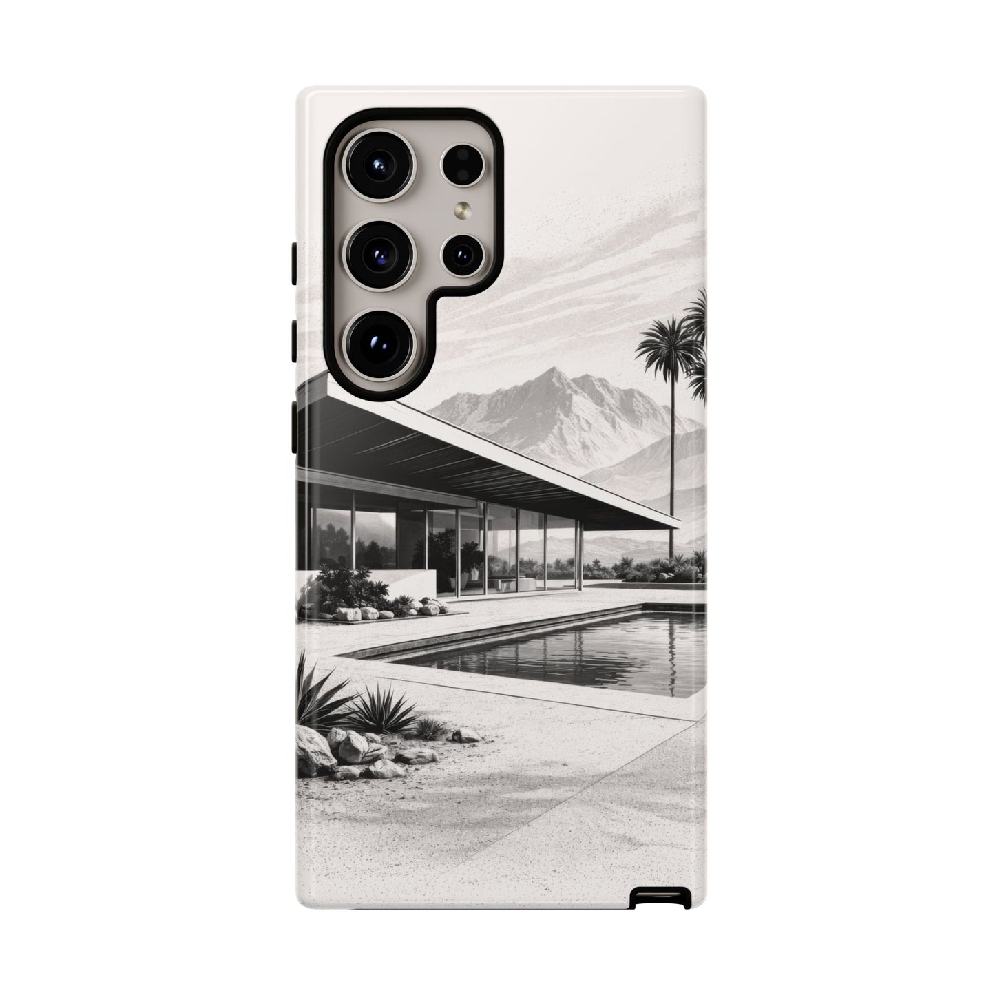 Mid-Century Palm Springs Phone Case – Retro Modern Desert House Design
