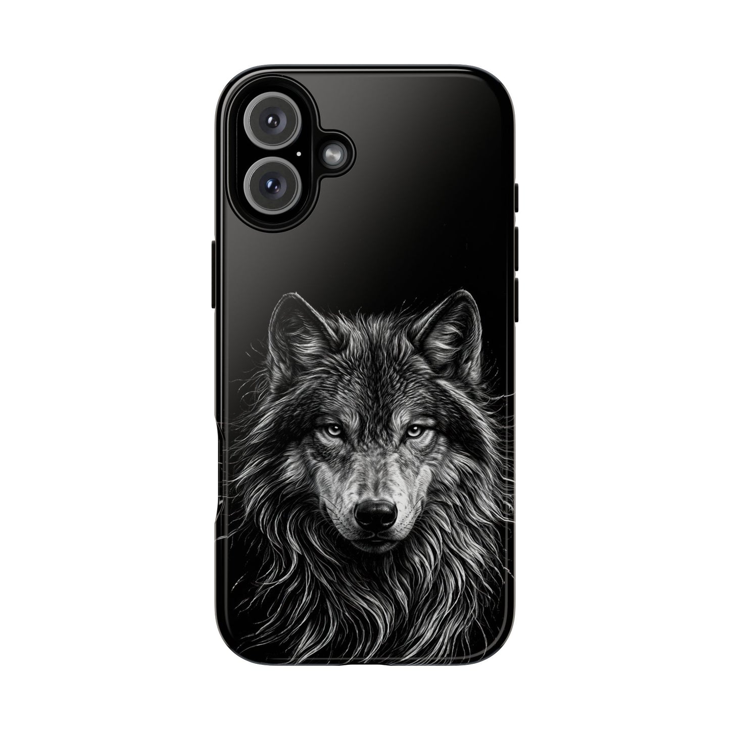 Wolf drawing Phone Case - Tough and Stylish Black Design