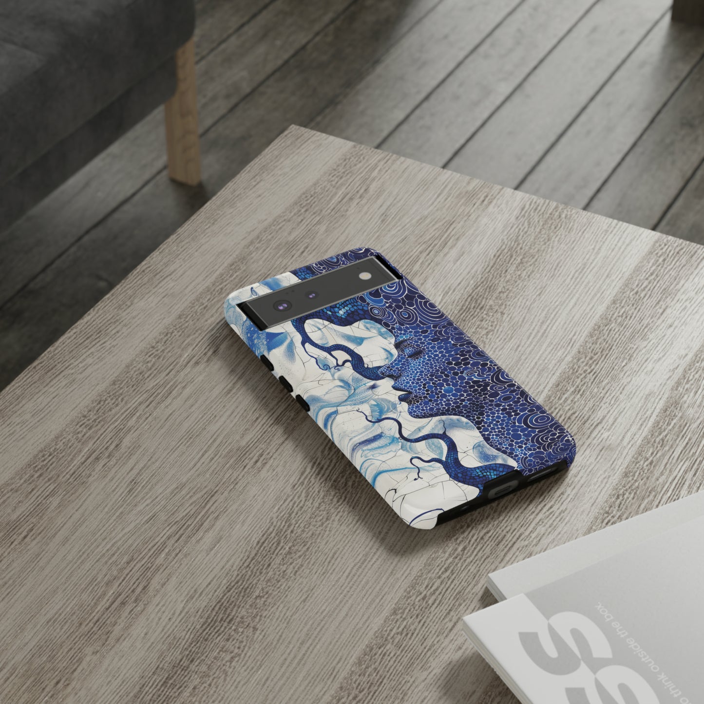Phone Case, blue woman Artistic design, Tough Case, Colorful whimsical fantasy design, iPhone 15, 14, 13, 12, 11, Samsung, Pixel
