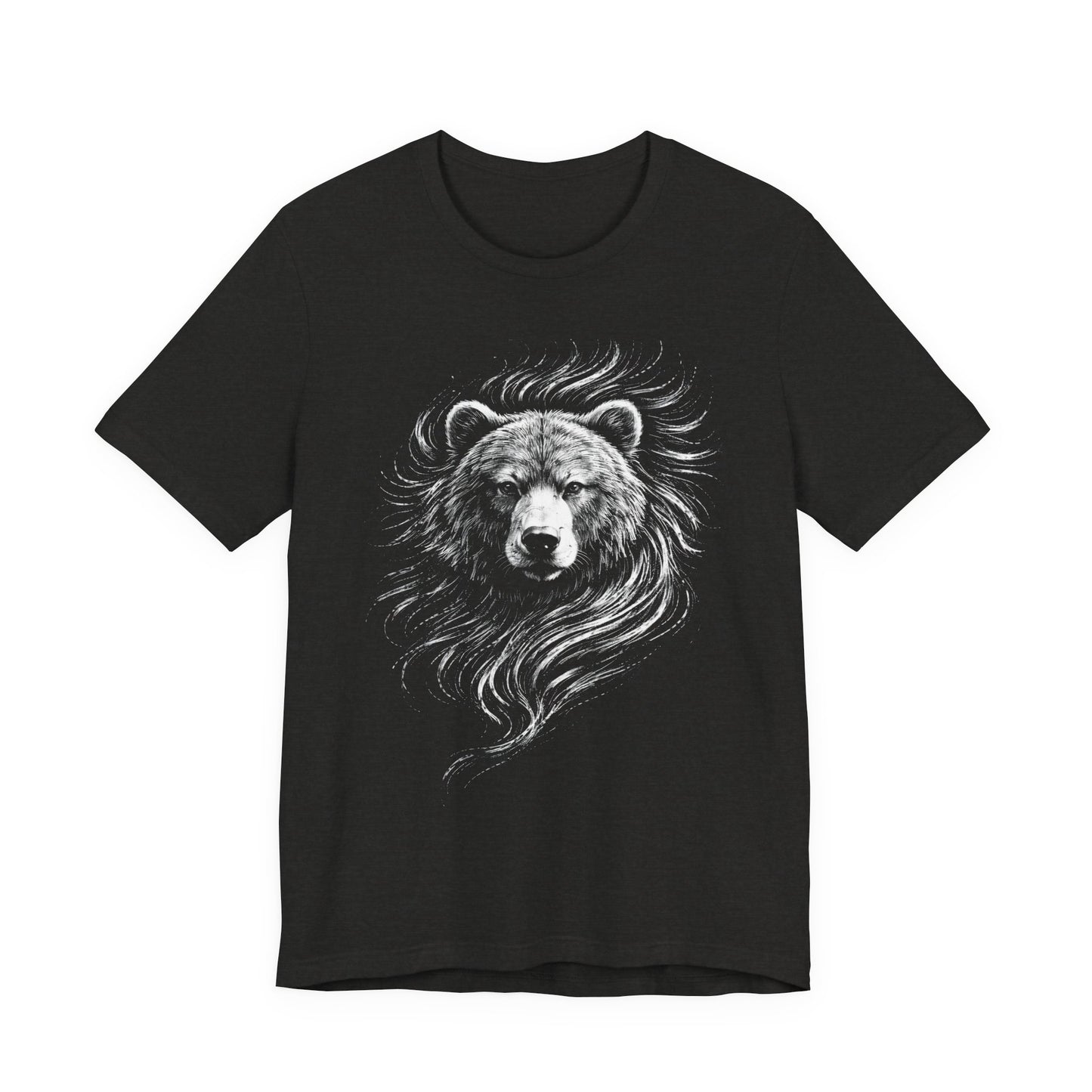 Grizzly Bear Portrait T-Shirt | Hand-Drawn Wildlife Tee in chalk style