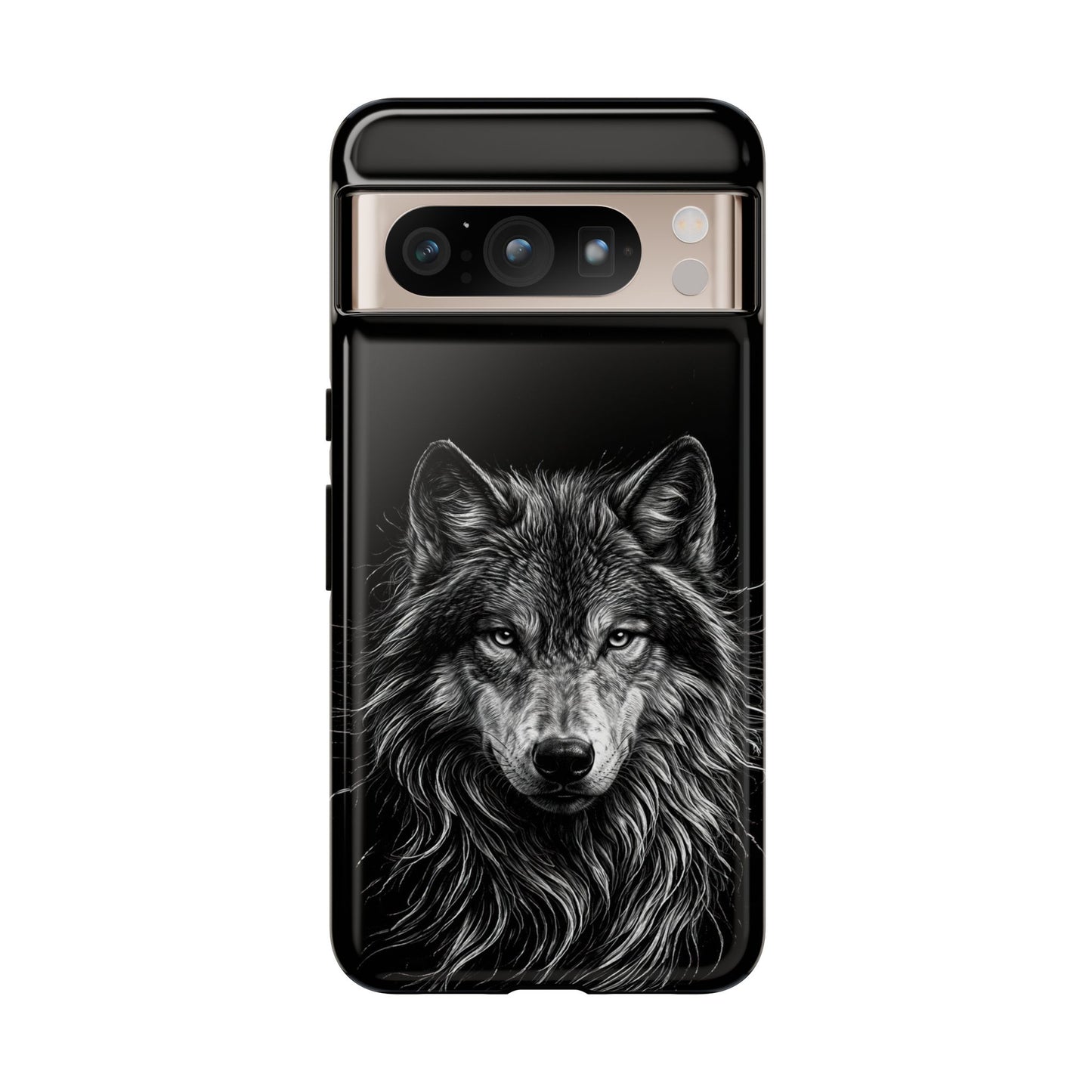 Wolf drawing Phone Case - Tough and Stylish Black Design