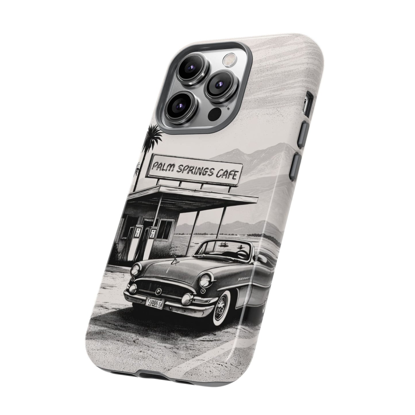 Vintage Palm Springs Cafe Phone Case – Retro Convertible Roadtrip Design