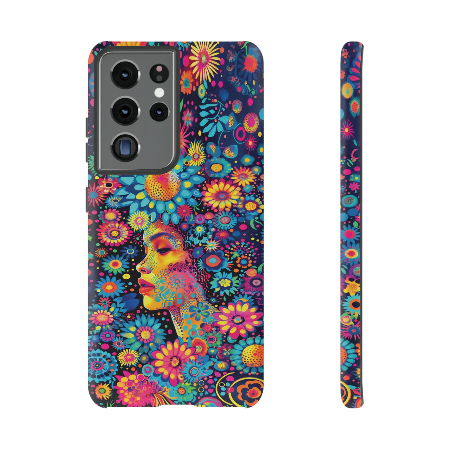 Phone Case, whimsical flower girl, Artistic design, Tough Case, Colorful flower fantasy design, iPhone 15, 14, 13, 12, 11, Samsung, Pixel