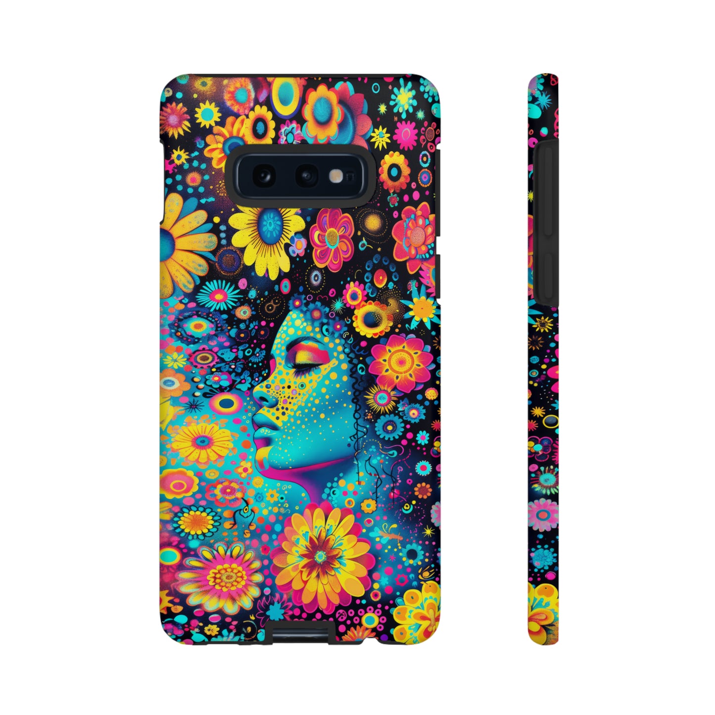 Phone Case, flower girl in aqua, Artistic design, Tough Case, Colorful whimsical flower fantasy design, iPhone 15, 14, 13, 12, 11, Samsung, Pixel