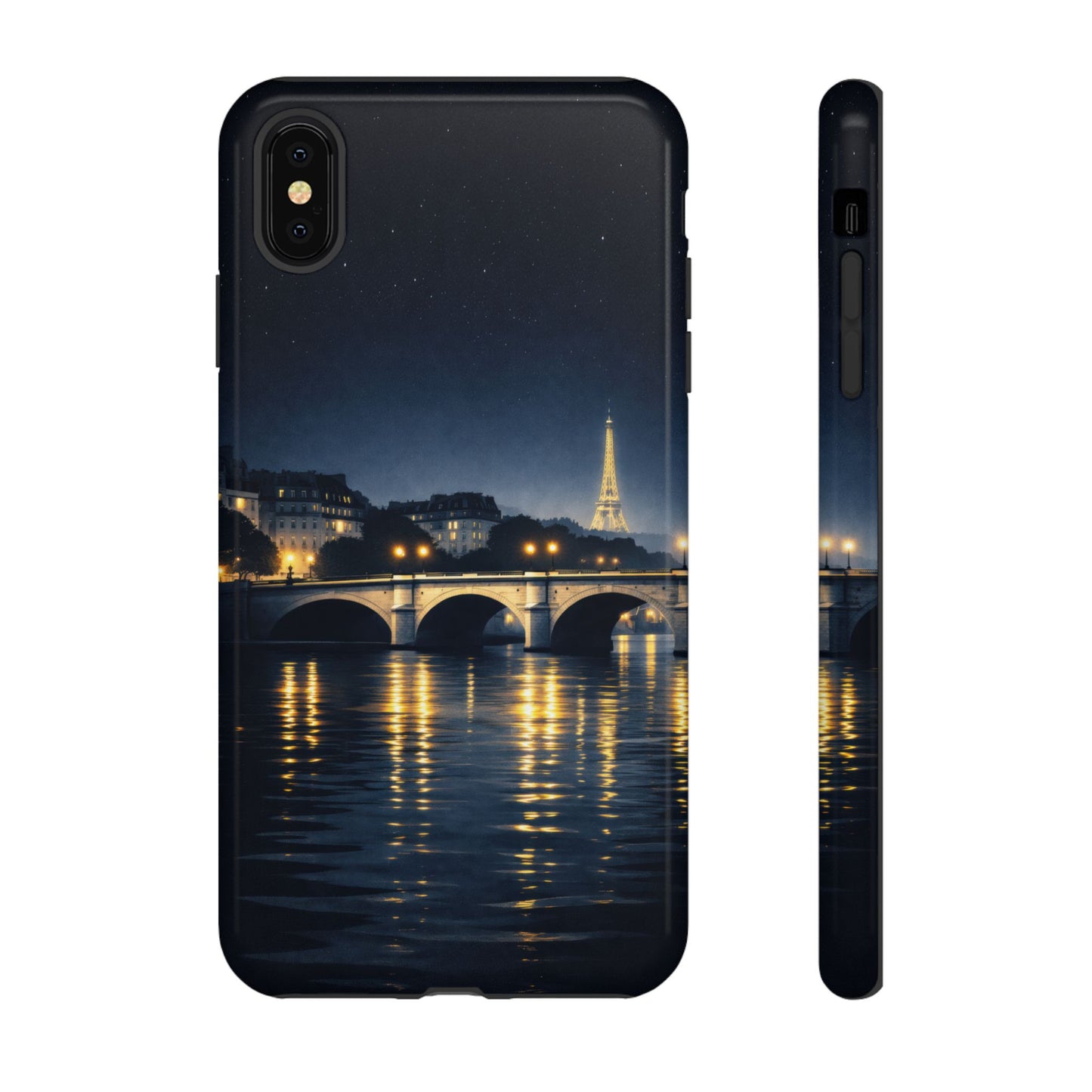 Paris Night Skyline Tough Phone Case — Eiffel Tower Reflections