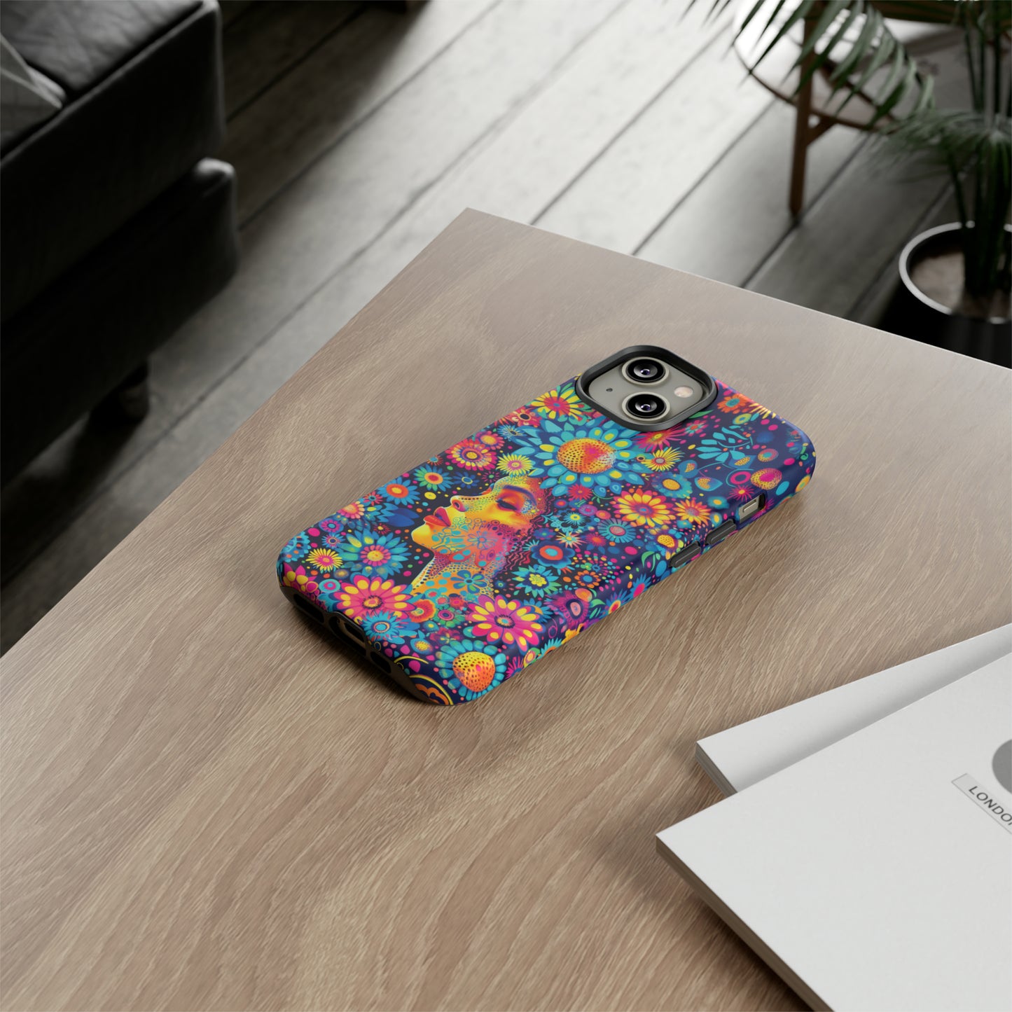 Phone Case, whimsical flower girl, Artistic design, Tough Case, Colorful flower fantasy design, iPhone 15, 14, 13, 12, 11, Samsung, Pixel