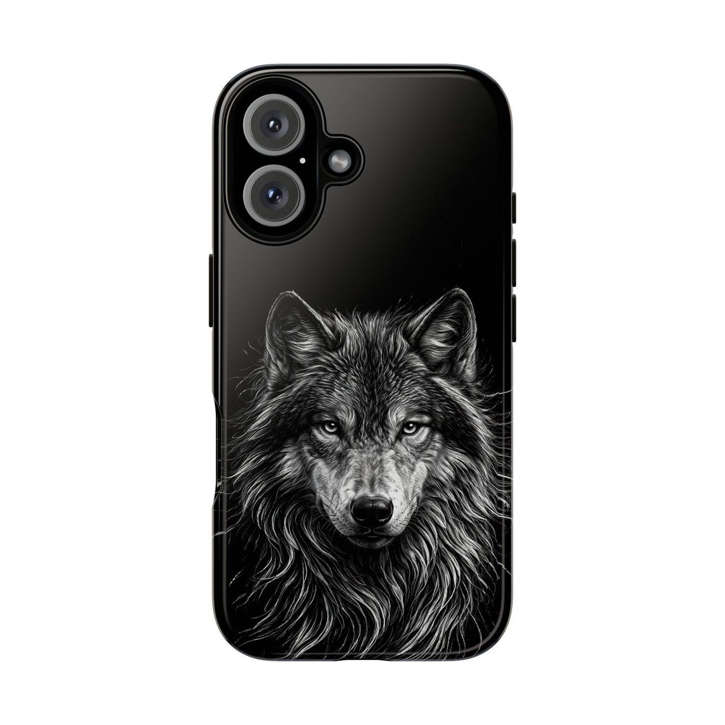 Wolf drawing Phone Case - Tough and Stylish Black Design
