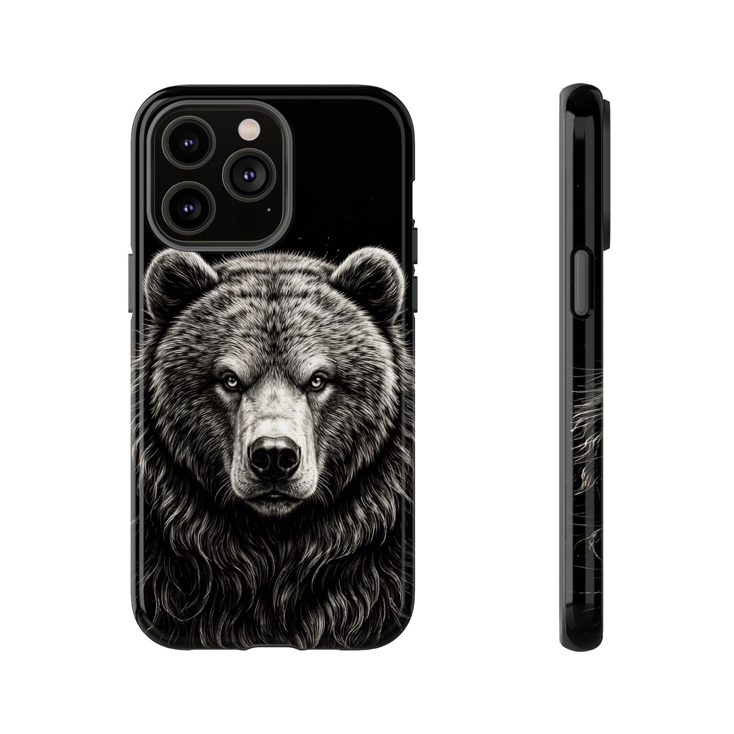 Sketch of a Bear Face Tough Phone Case – Rugged Wild Bear Phone Cover