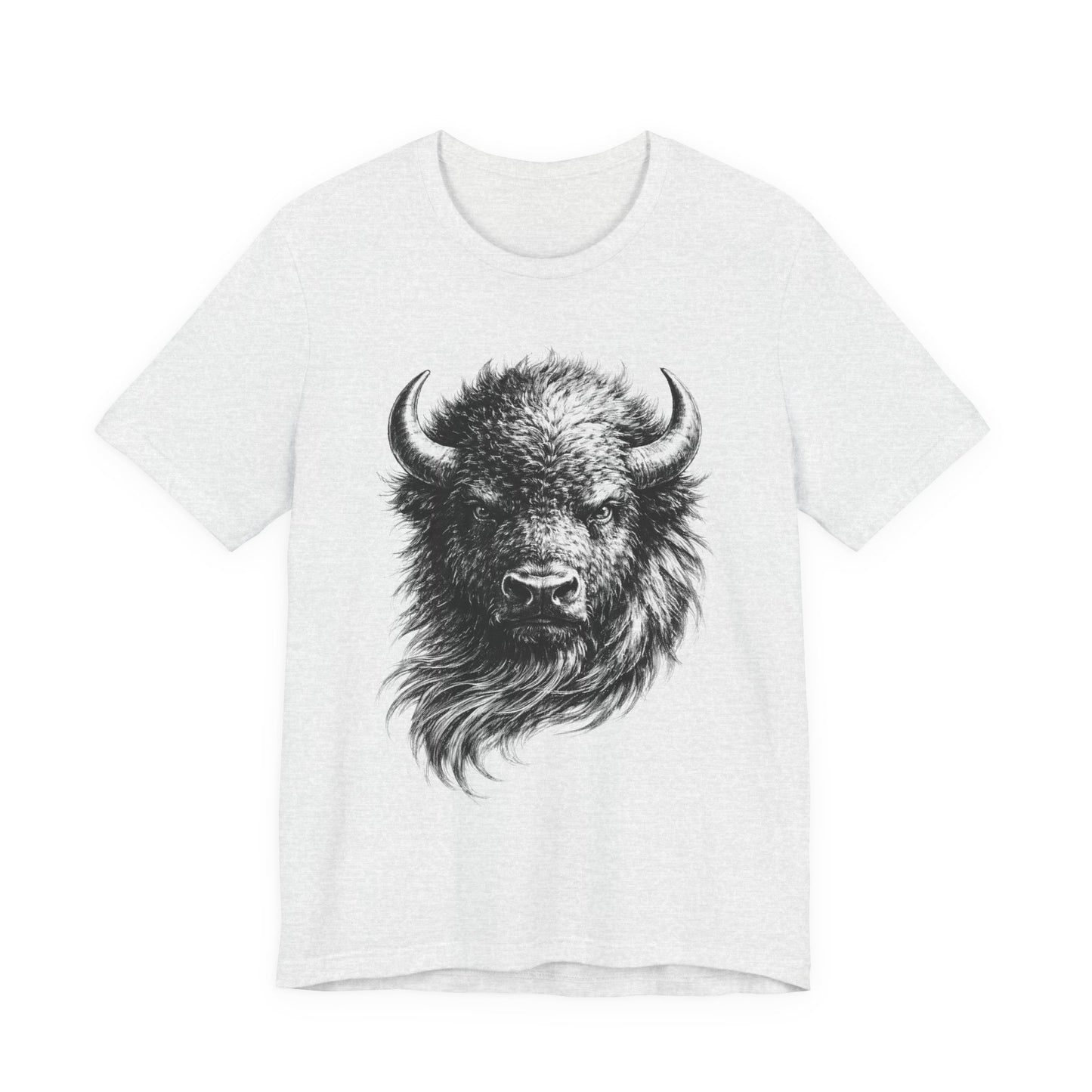 Bison Head Graphic Tee — Vintage Buffalo Illustration in charcoal drawing style T-Shirt