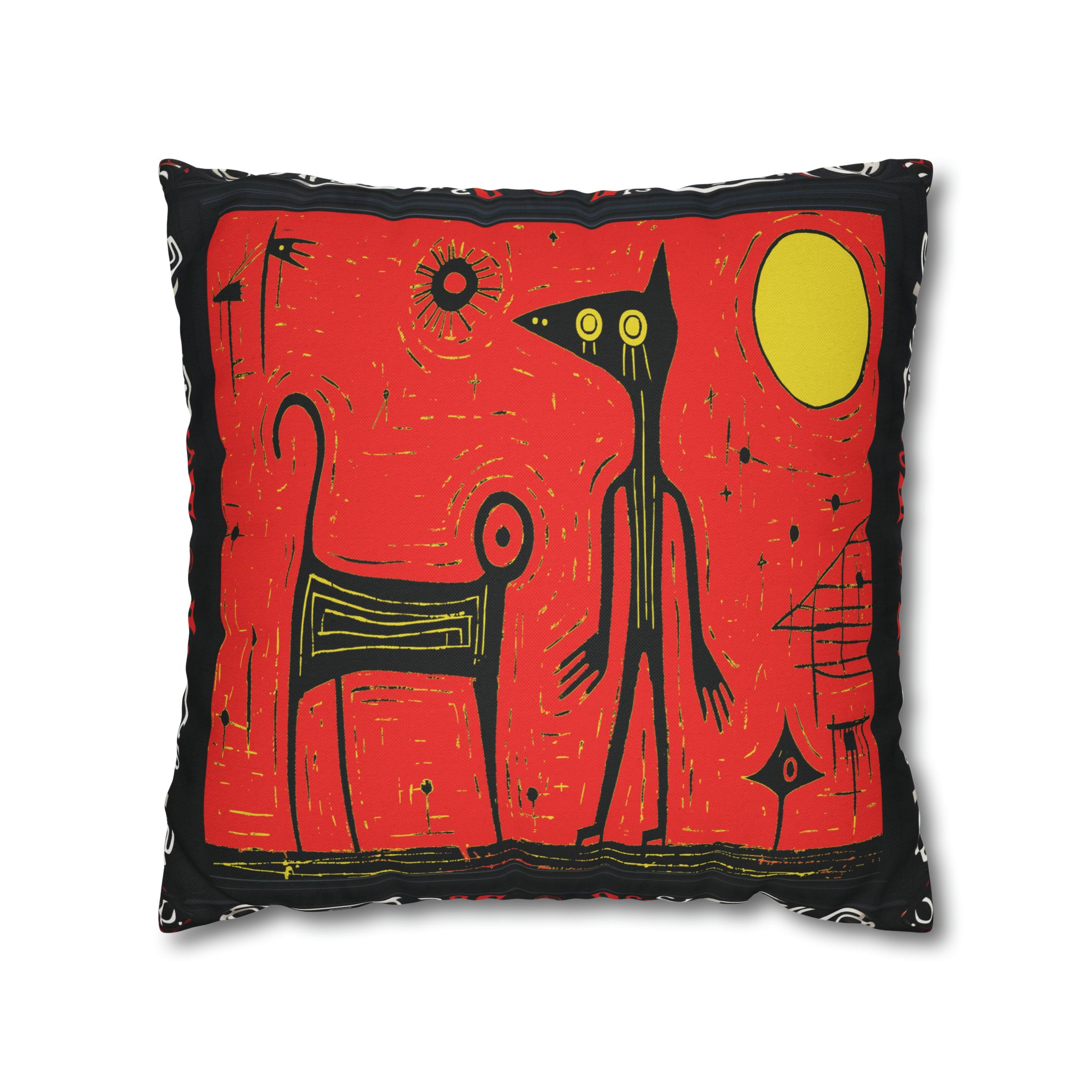Alien Pillow in Black & Red