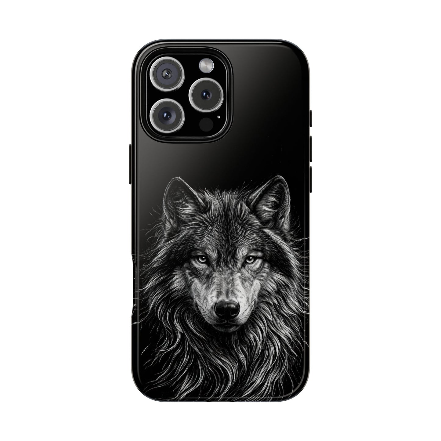 Wolf drawing Phone Case - Tough and Stylish Black Design