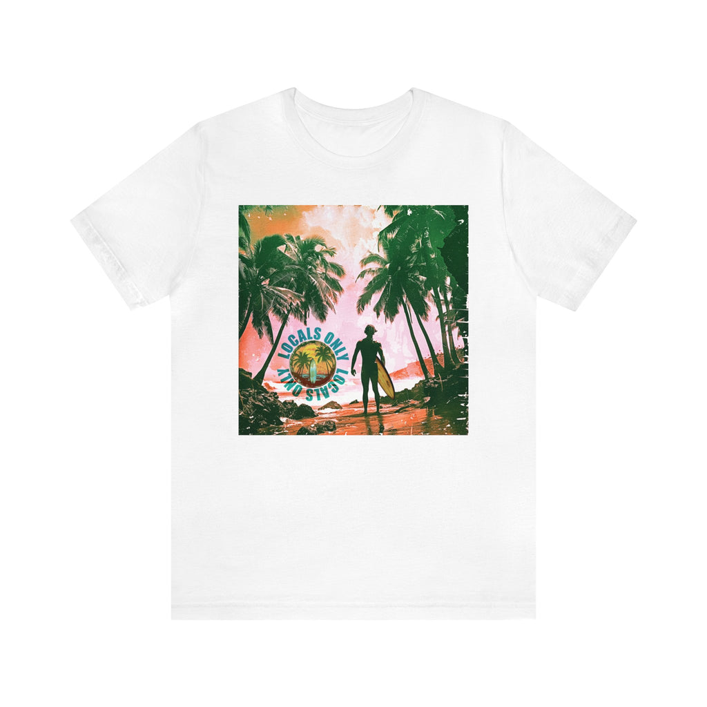 Beach scene with Locals Only stamp Unisex Jersey Short Sleeve Tee