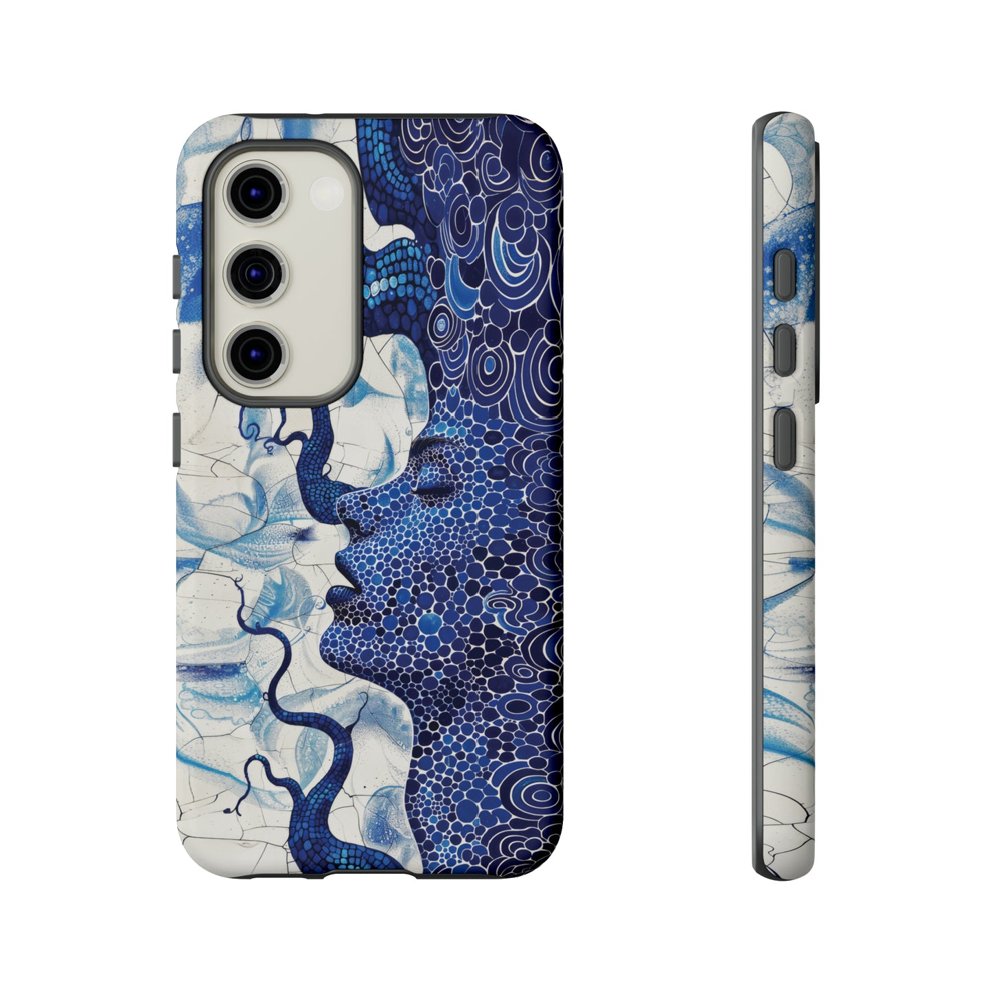 Phone Case, blue woman Artistic design, Tough Case, Colorful whimsical fantasy design, iPhone 15, 14, 13, 12, 11, Samsung, Pixel