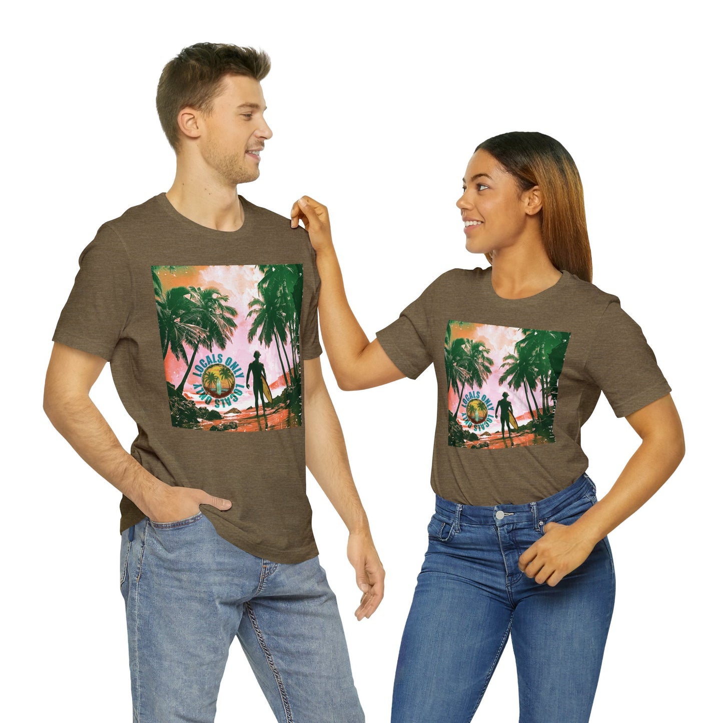 Beach scene with Locals Only stamp Unisex Jersey Short Sleeve Tee