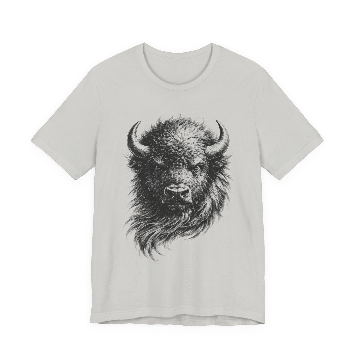 Bison Head Graphic Tee — Vintage Buffalo Illustration in charcoal drawing style T-Shirt