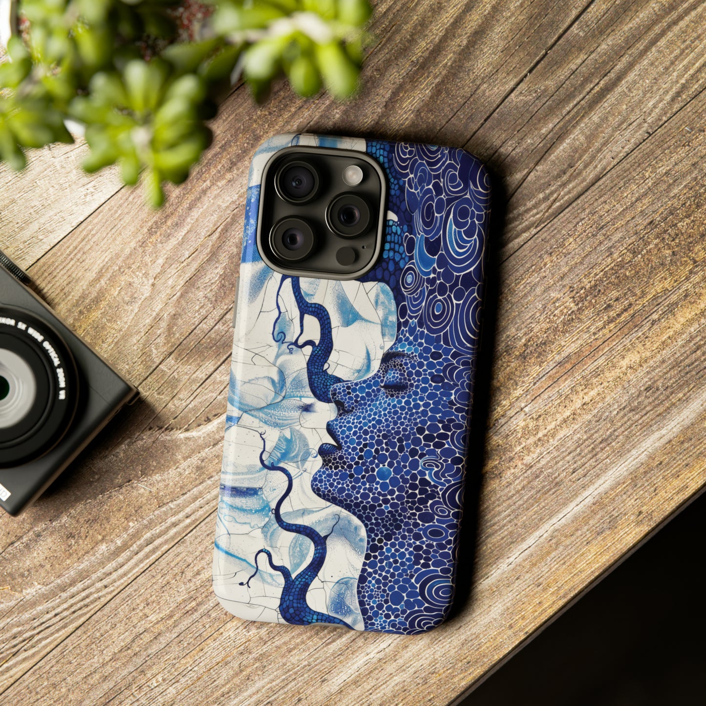 Phone Case, blue woman Artistic design, Tough Case, Colorful whimsical fantasy design, iPhone 15, 14, 13, 12, 11, Samsung, Pixel