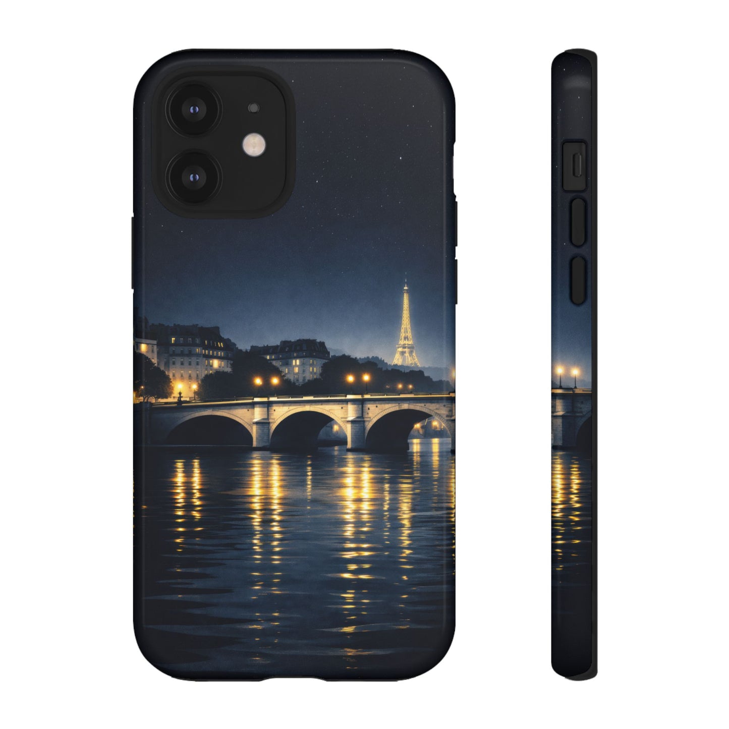 Paris Night Skyline Tough Phone Case — Eiffel Tower Reflections