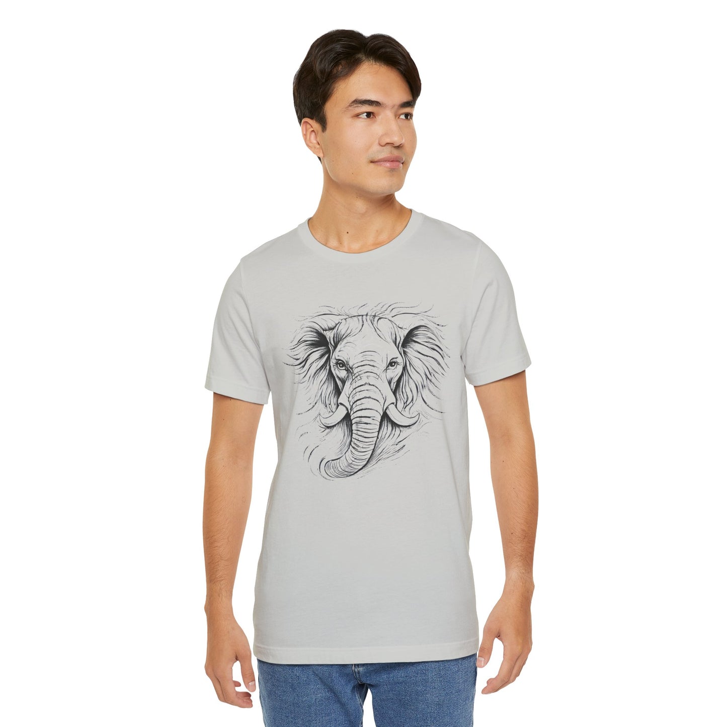 Elephant Sketch T-Shirt — Detailed Hand-Drawn in charcoal style, Elephant Graphic Tee
