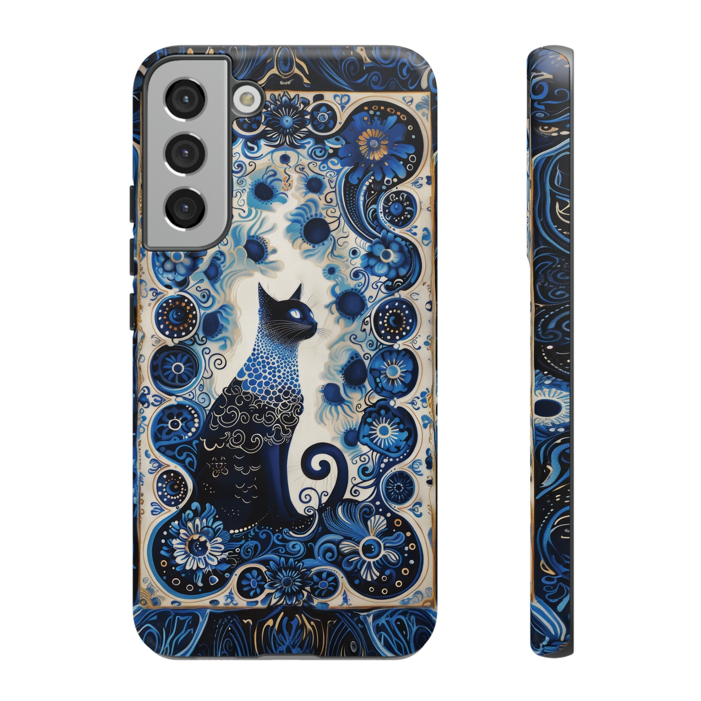 Black cat in frame Tough Cases