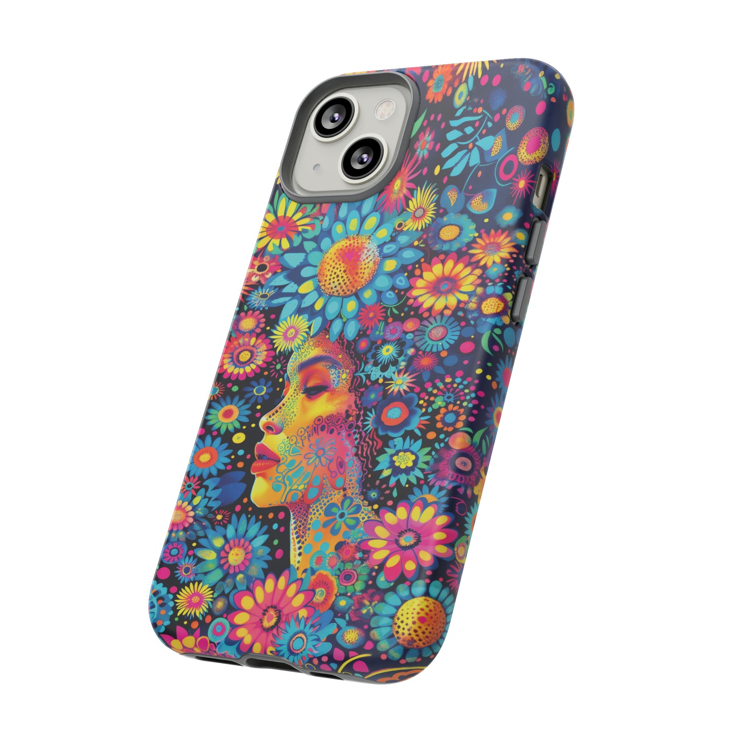 Phone Case, whimsical flower girl, Artistic design, Tough Case, Colorful flower fantasy design, iPhone 15, 14, 13, 12, 11, Samsung, Pixel