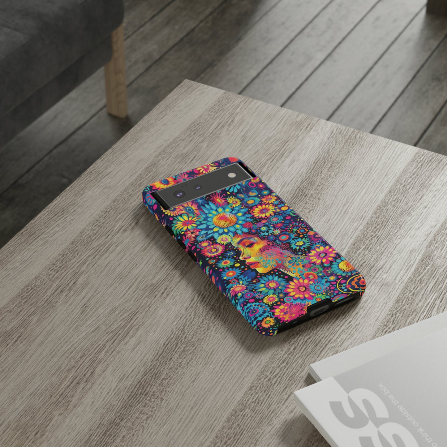 Phone Case, whimsical flower girl, Artistic design, Tough Case, Colorful flower fantasy design, iPhone 15, 14, 13, 12, 11, Samsung, Pixel