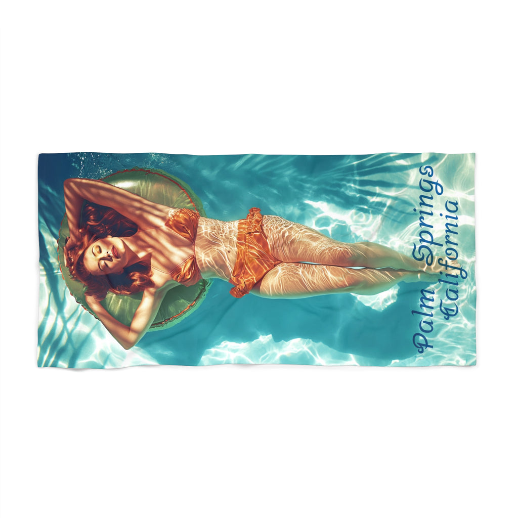 Lady in the pool Palm Springs Beach Towel 36" x 72"