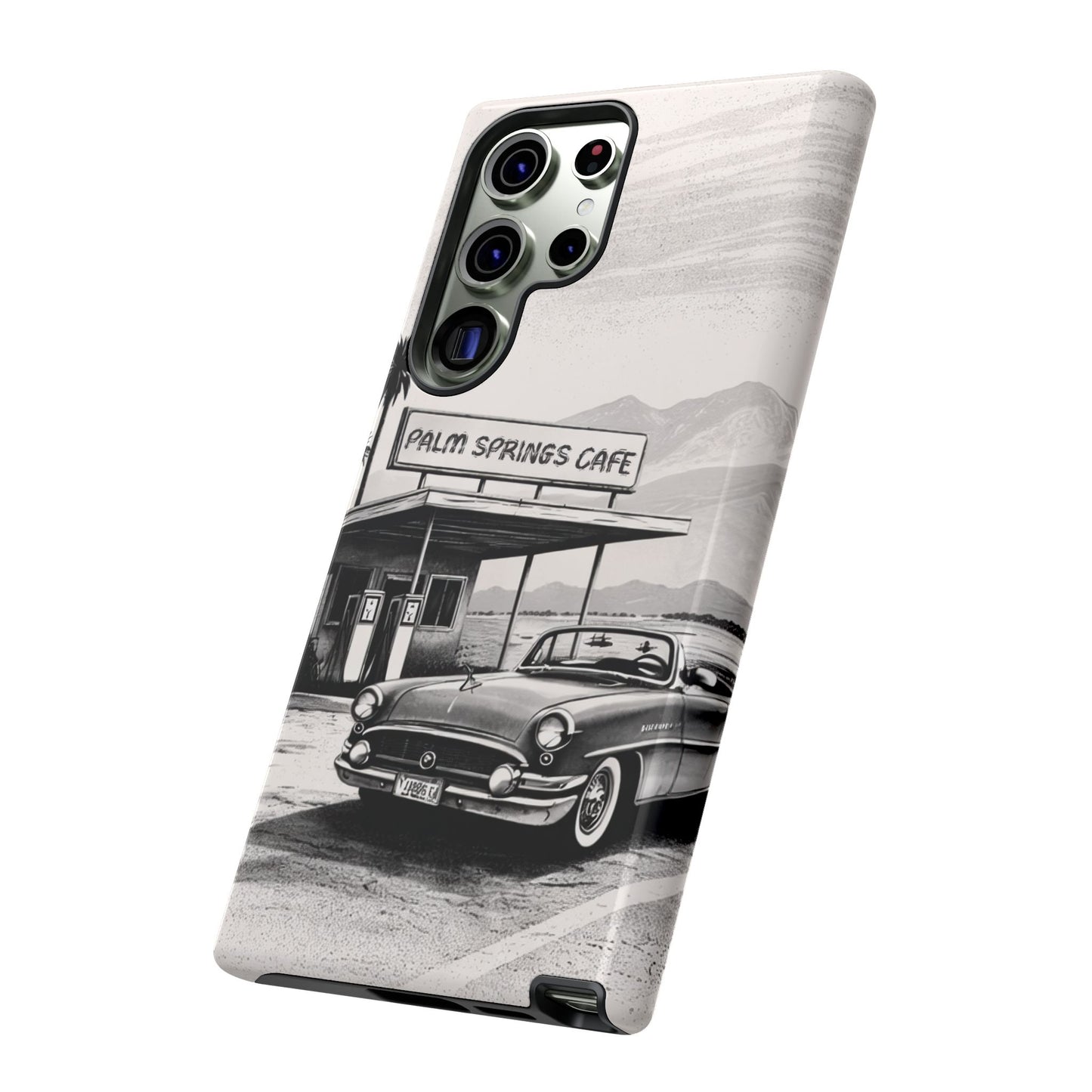 Vintage Palm Springs Cafe Phone Case – Retro Convertible Roadtrip Design