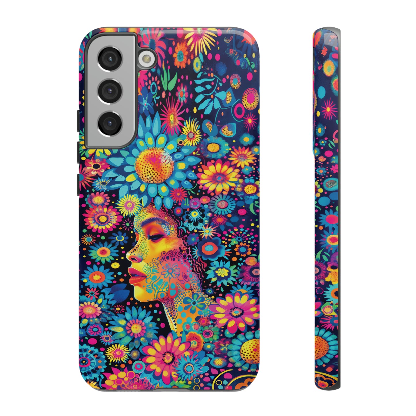 Phone Case, whimsical flower girl, Artistic design, Tough Case, Colorful flower fantasy design, iPhone 15, 14, 13, 12, 11, Samsung, Pixel