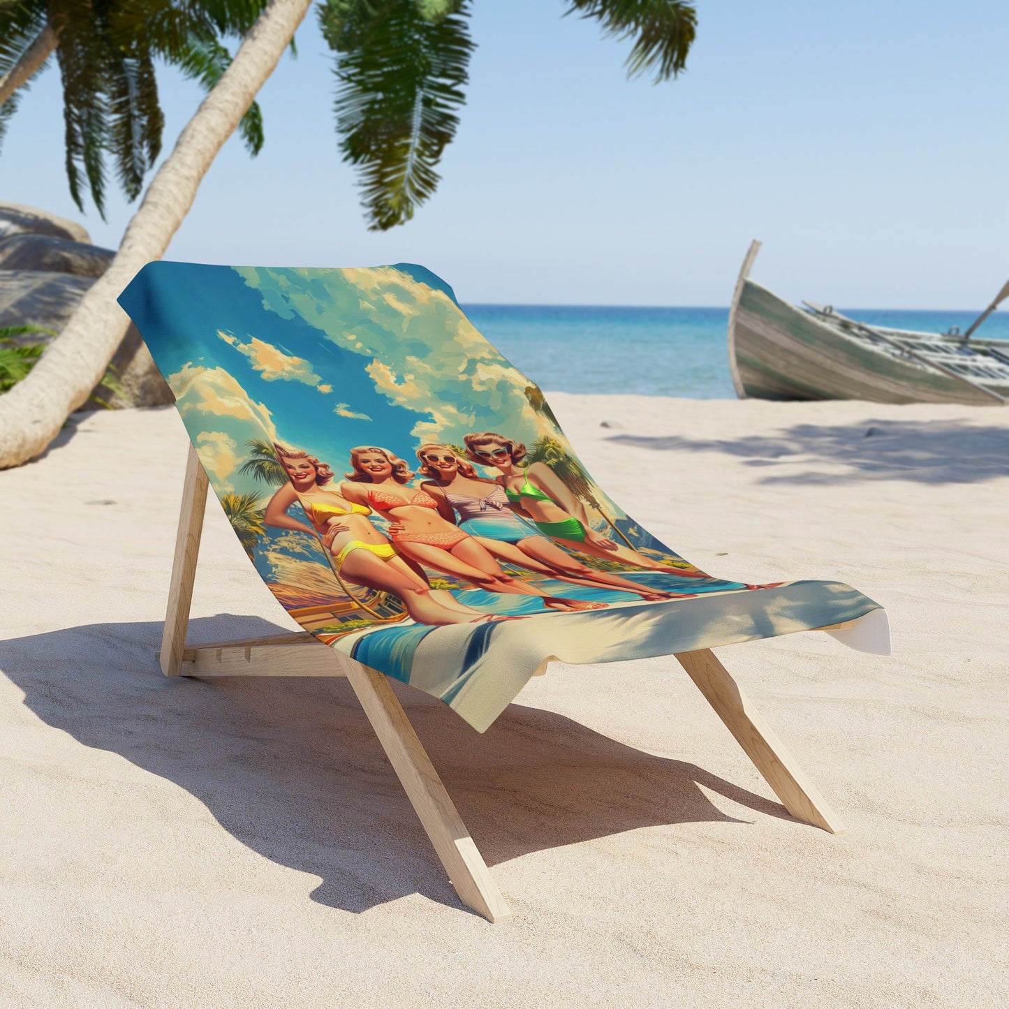 Girls by the pool Beach Towel