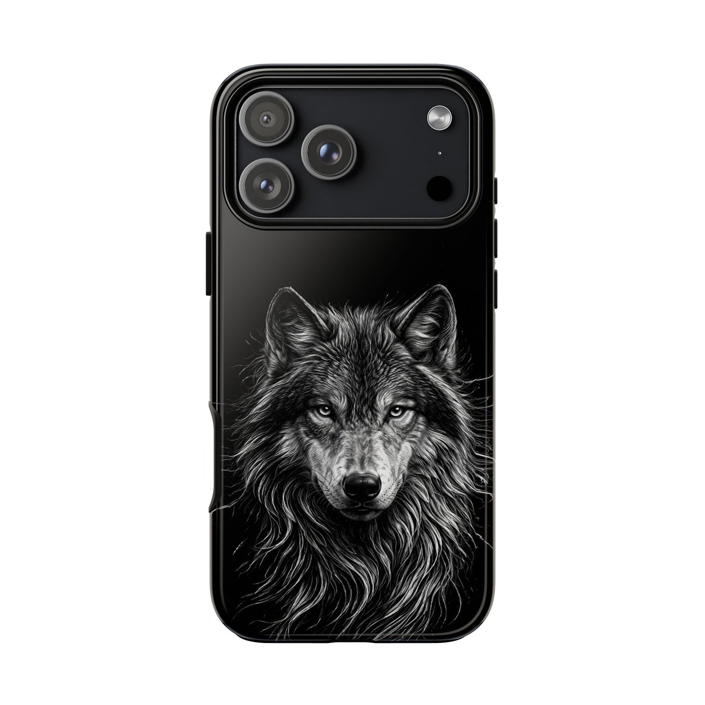 Wolf drawing Phone Case - Tough and Stylish Black Design