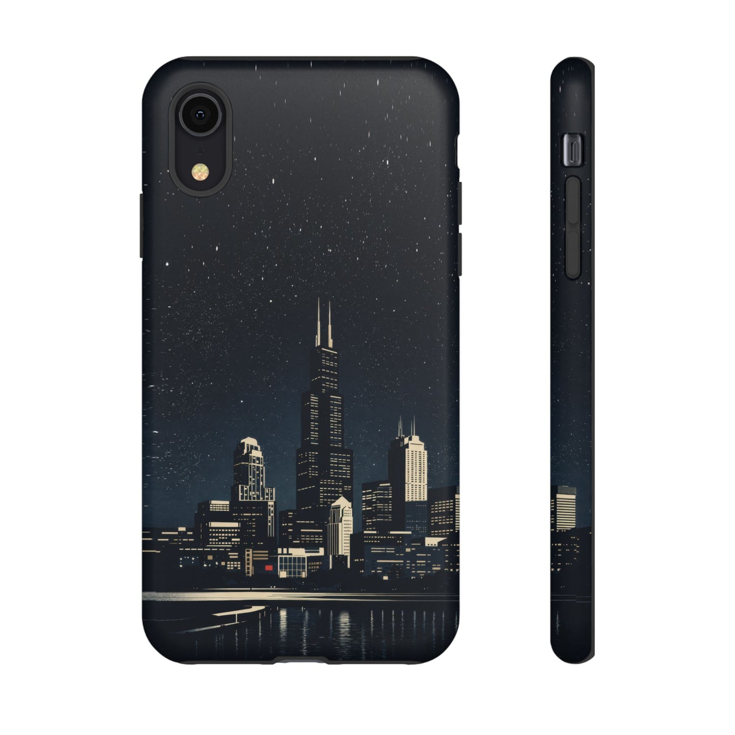 Chicago City Skyline Tough Phone Case – Nighttime Chicago Skyscraper Design