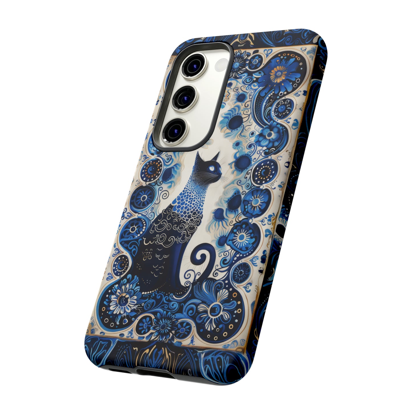 Black cat in frame Tough Cases