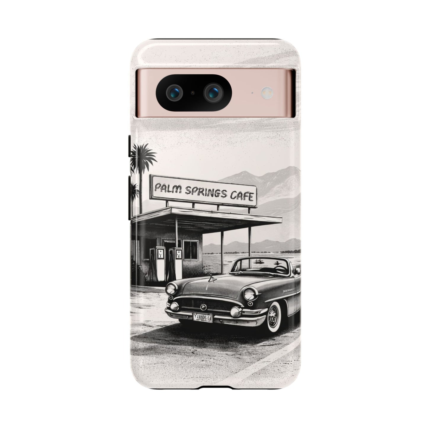 Vintage Palm Springs Cafe Phone Case – Retro Convertible Roadtrip Design