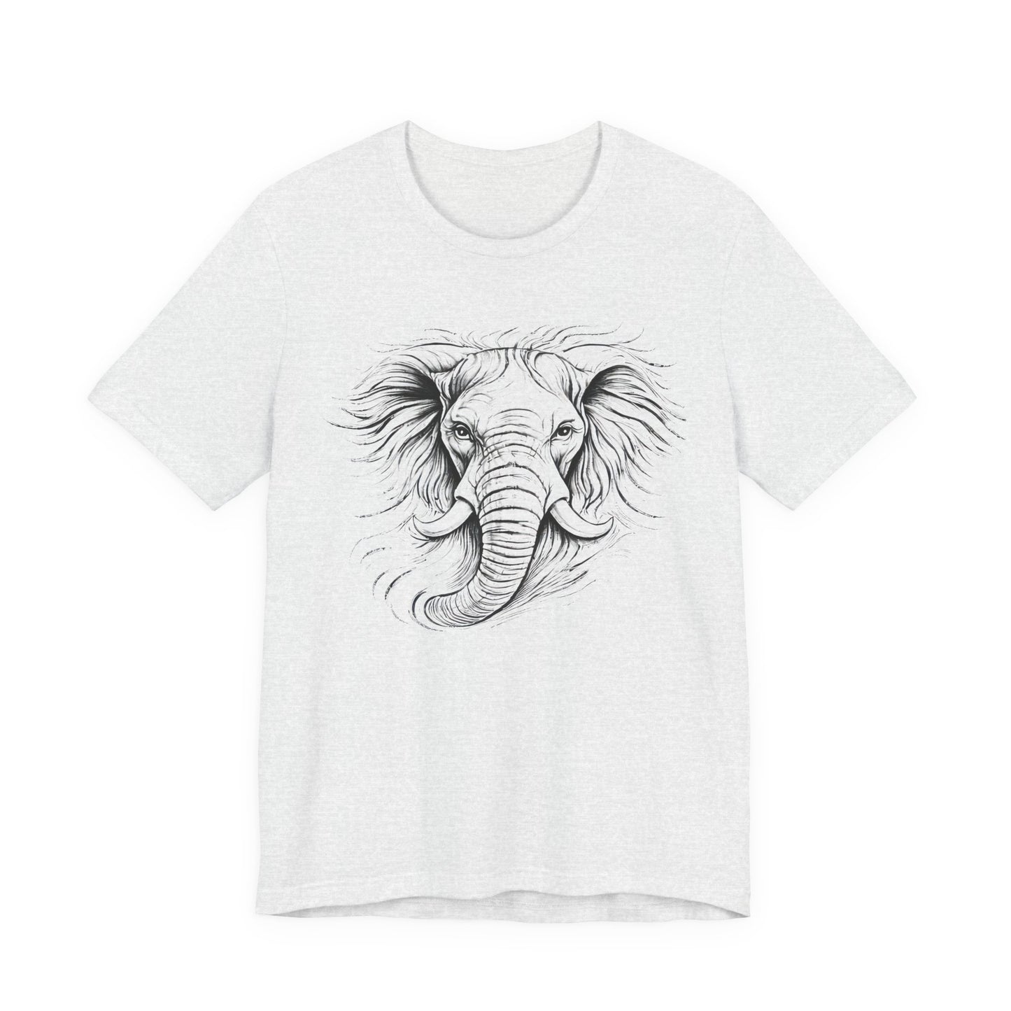 Elephant Sketch T-Shirt — Detailed Hand-Drawn in charcoal style, Elephant Graphic Tee